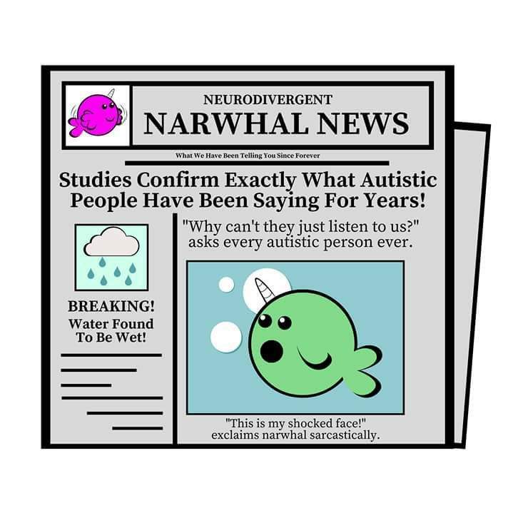 cartoon newspaper headline 'studies confirm exactly what autistic people have been saying for years!'