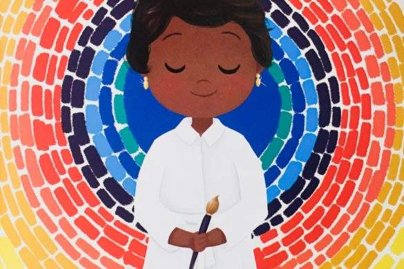 Illustration of Alma Woodsey Thomas, colorful background