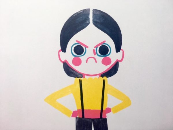 Frowning girl illustration