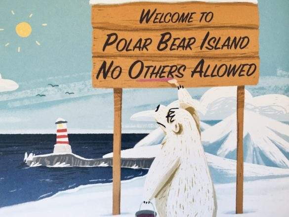 xenophobic polar bear island sign