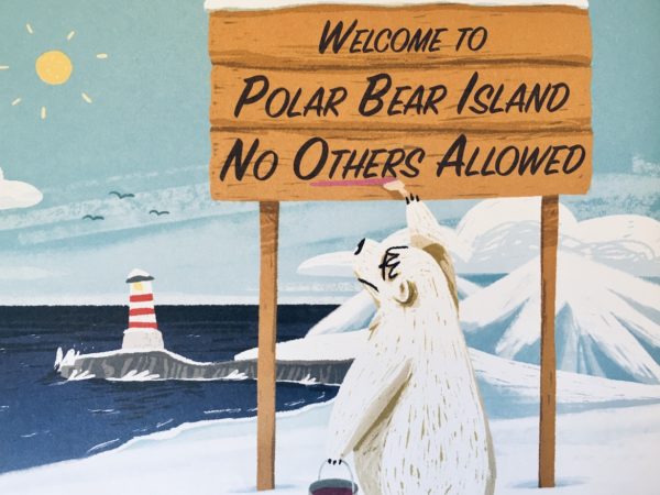 xenophobic polar bear island sign