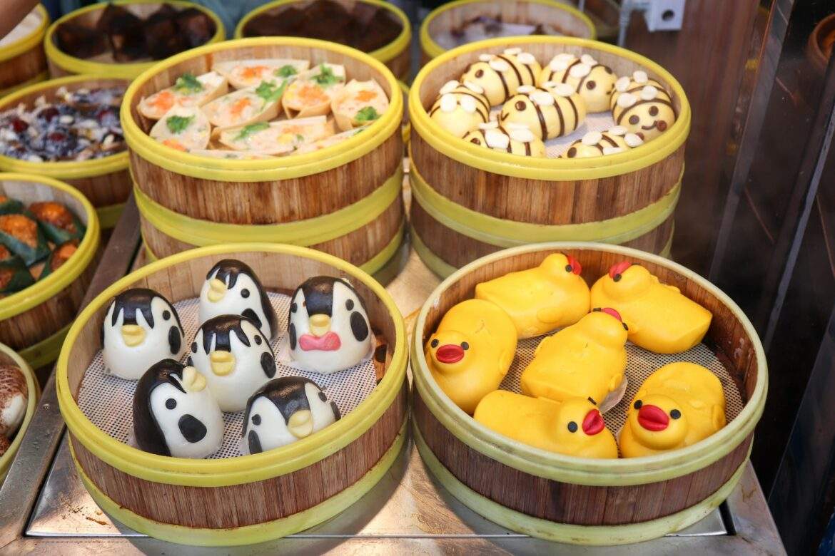 steamed bao in animal shapes