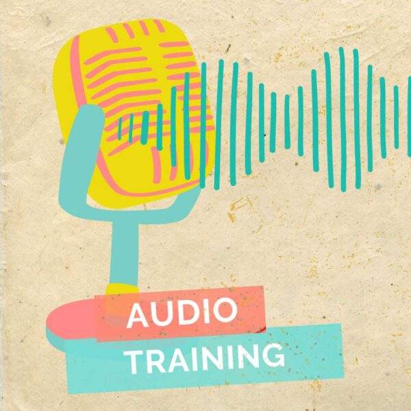 quick action audio training cartoon microphone sound waves