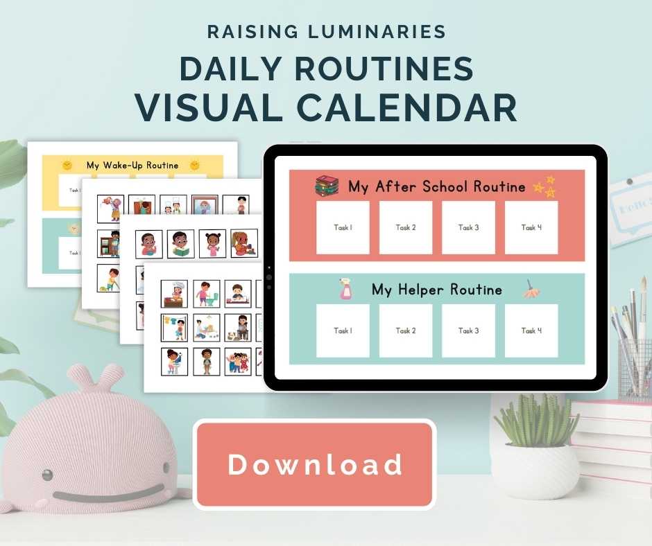 raising luminaries daily routines visual calendar printable