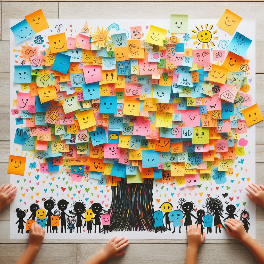 post-it note tree art